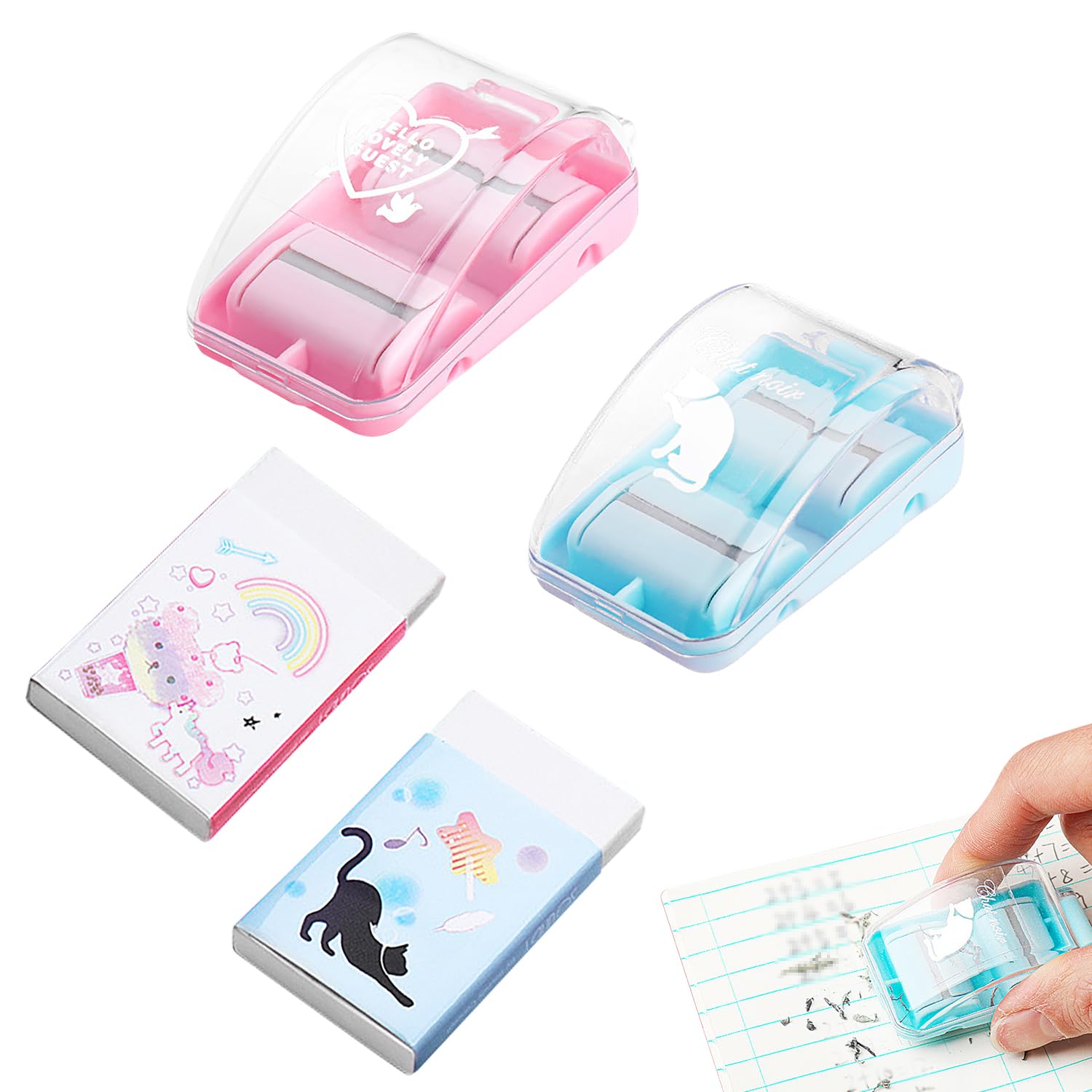 Amazon | 消しゴムカスクリーナー【2組】ローラー消しゴム かわいい